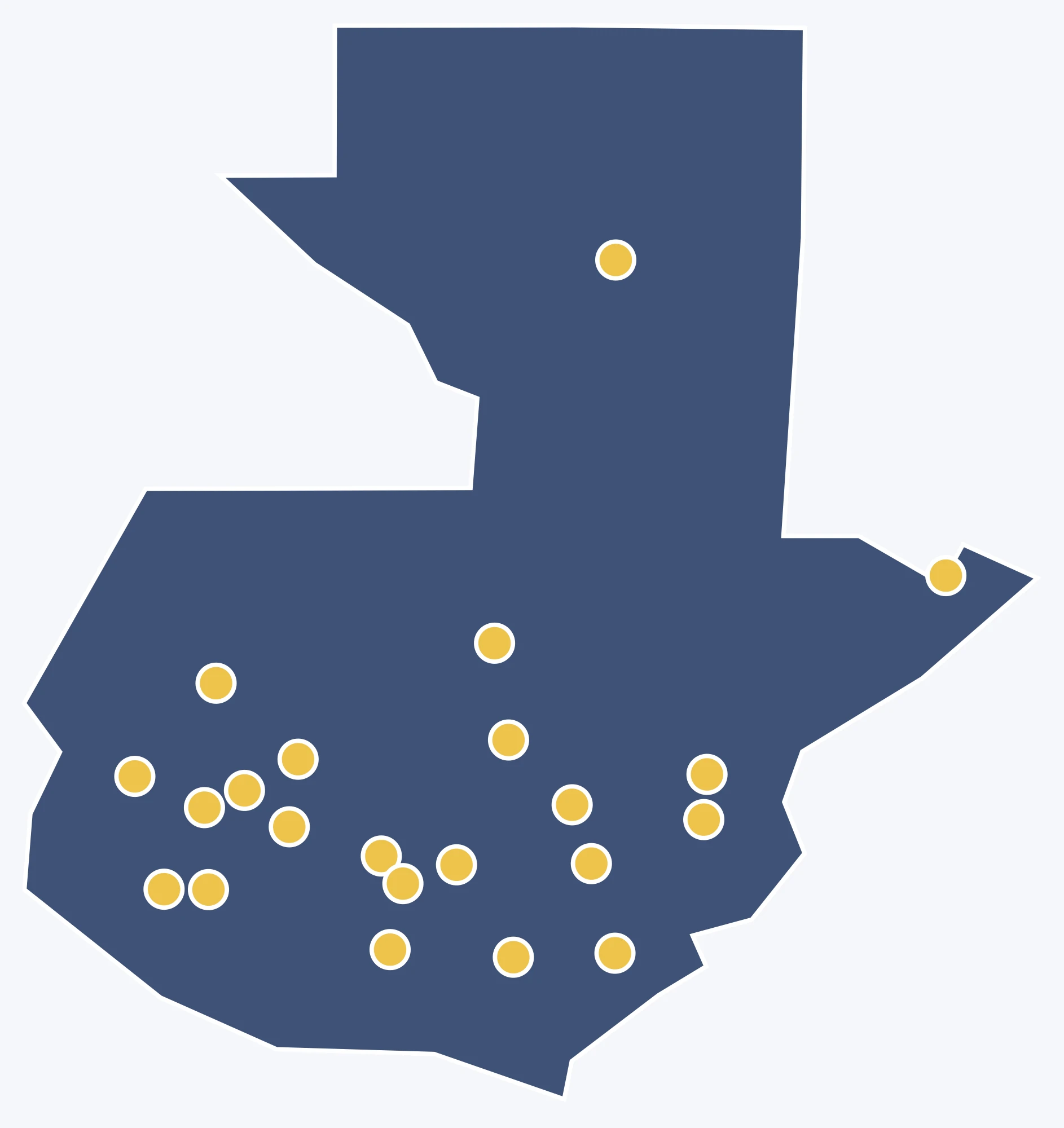 Mapa de Guatemala con la presencia de SEINSESA